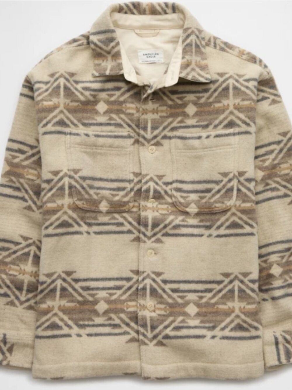 AMERICAN EAGLE Aztec Southwestern Shirt Shacket Jacket Cocoa Cream Large Outdoor - Picture 2 of 15